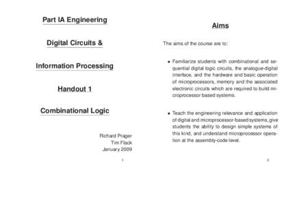 Part IA Engineering  Aims Digital Circuits &