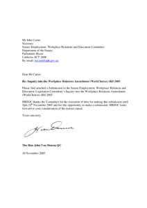 Submission - Inquiry into the provisions of the Workplace Relations Amendment (WorkChoices) Bill 2005