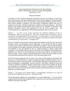 Report of the Senate-Administration Work Group on the Moreno Report[removed]Senate-Administration Work Group on the Moreno Report Report to the President, Academic Council, and Chancellors December 23, 2013 Executive