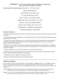 Culture / Language / Textual scholarship / Inscriptions / Latin inscriptions / Epigraphy / Isias / Corpus Inscriptionum Latinarum / Latin / Ancient Roman sarcophagi / Roman funerary art