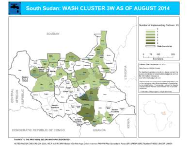 South Sudan: WASH CLUSTER 3W AS OF AUGUST 2014 Number of Implementing Partners: 24 SOUDAN  0