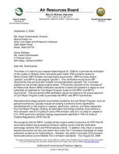 Air Resources Board Mary D. Nichols, Chairman 1001 I Street • P.O. Box 2815 Sacramento, California 95812 • www.arb.ca.gov  Linda S. Adams
