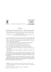 Linear Algebra and its Applications–2 www.elsevier.com/locate/laa Preface Simo Puntanen a , George P.H. Styan b,∗ , Hans Joachim Werner c a Department of Mathematics, Statistics and Philosophy, FIN-33014