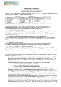COMPTE RENDU DE REUNION BUREAU SYNDICAL DU 27 JANVIER 2014 L’an 2014, le 27 janvier à 9H30, s’est réuni, dans les locaux du SDE 07, à Privas, sous la présidence de M. Jacques GENEST, président, le Bureau Syndica