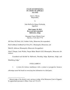 STATE OF MINNESOTA IN COURT OF APPEALS A11-1923 Jerry L. Moore, Respondent, vs.