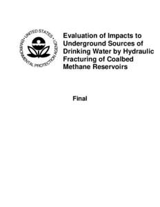 Table of Contents - Evaluation of Impacts to Underground Sources of Drinking Water by Hydraulic Fracturing of Coalbed Methane Reservoirs