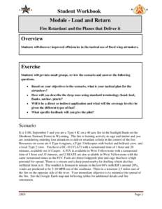 Student Workbook Module - Load and Return Fire Retardant and the Planes that Deliver it Overview Students will discover improved efficiencies in the tactical use of fixed wing airtankers.