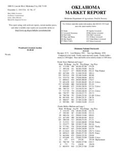 2800 N. Lincoln Blvd. Oklahoma City, OK[removed]December 2, 2014 Vol. 62 No. 47 Mary Fallin, Governor Jim Reese, Commissioner Jamey Allen, Director Market Development Services