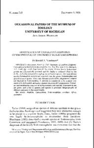 OCCASIONAL PAPERS OF THE MUSEUM OF ZOOLOGY UNIVERSITY OF MICHIGAN