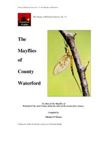 Fauna of Waterford Series No. 11. The Mayflies of Waterford.  The Fauna of Waterford Series, No. 11 The Mayflies