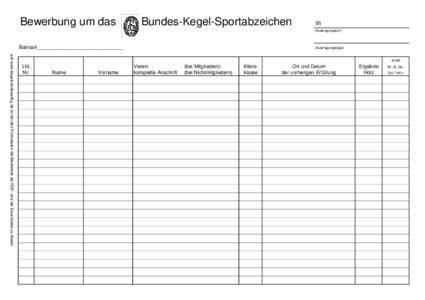 Bewerbung um das  Bundes-Kegel-Sportabzeichen in (Austragungsort)