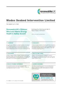 Modus Seabed Intervention Limited  Certificate No: RUK-AccordDate of Issue:   