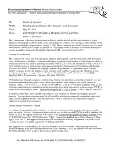 Massachusetts Department of Revenue Division of Local Services Amy Pitter, Commissioner Robert G. Nunes, Deputy Commissioner & Director of Municipal Affairs  TO: