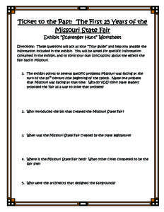 Ticket to the Past: Exhibit "Scavenger Hunt" Worksheet