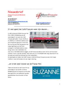 ----------------------------------------------------------------------------------  Nieuwsbrief Alliance Française de Walcheren mei 2014