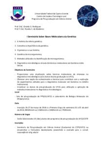 Universidade Federal de Capina Grande Centro de Saúde e Tecnologia rural Programa de Pós-graduação em Ciência Animal Gennetikós