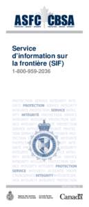 Service d’information sur la frontière (SIF[removed]  BSF5051 Rév. 11