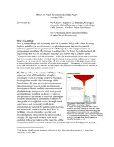 Winds of Peace Foundation Concept Paper January 2014 Developed By: Mark Lester, Regional Co-Director, Nicaragua Center for Global Education, Augsburg College;