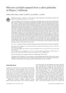 Miocene cyclopid copepod from a saline paleolake in Mojave, California MARIA HOŁYŃSKA, LEROY LEGGITT, and ALEXEY A. KOTOV Hołyńska, M., Leggitt, L., and Kotov, A.AMiocene cyclopid copepod from a saline paleol