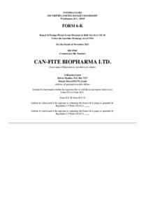 UNITED STATES SECURITIES AND EXCHANGE COMMISSION Washington, D.CFORM 6-K Report of Foreign Private Issuer Pursuant to Rule 13a-16 or 15d-16