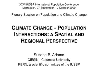 Climate change- population interactions from a spatial and regional perspective