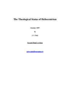 The Theological Status of Heliocentrism