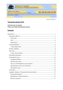 Parliament of Australia Department of Parliamentary Services Parliamentary Library Information, analysis and advice for the Parliament  BACKGROUND NOTE