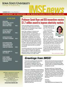 College of Engineering  SUMMER 2012 | Issue Number 1 IMSEnews