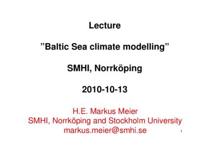 Baltic Sea Climate Modelling_Markus Meier
