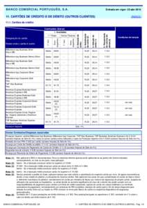 BANCO COMERCIAL PORTUGUÊS, S.A.  Entrada em vigor: 22-abrCARTÕES DE CRÉDITO E DE DÉBITO (OUTROS CLIENTES)