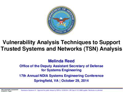 Vulnerability Analysis Techniques to Support Trusted Systems and Networks (TSN) Analysis