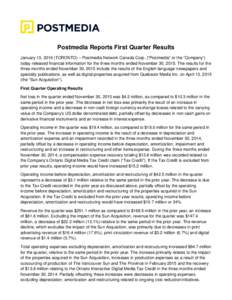 Microsoft Word - Tab 4d Postmedia Network Reports First Quarter F16 TO AUDIT COMMITTEE.docx