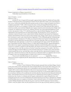 Southern Campaign American Revolution Pension Statements & Rosters Pension Application of Thomas Alcock S15731 Transcribed and annotated by C. Leon Harris State of Virginia } to wit Stafford County } On this 30th day of 