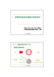 空間放射線測定機器の取扱説明  平成２３年１０月１８日（火曜日） 空間放射線測定機器の説明会 資料  1