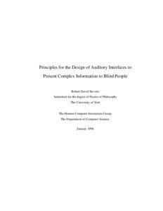 Principles for the Design of Auditory Interfaces to Present Complex Information to Blind People
