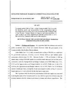 FIFTEENTH NORTHERN MARIANAS COMMONWEALTH LEGISLATURE PUBLIC LAW NO[removed]FOURTH REGULAR SESSION, 2007  SENATE BILL NO[removed], SD1