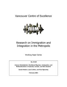 Vancouver Centre of Excellence  Research on Immigration and Integration in the Metropolis Working Paper Series