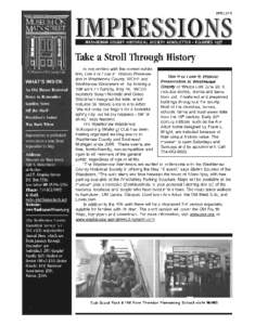 APRIL[removed]WASHTENAW COUNTY HISTORICAL SOCIETY NEWSLETTER • FOUNDED 1857 Take a Stroll Through History In conjunction with the current exhibition, Use it or Lose it: Historic PreservaUse it or Lose it: Historic