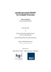 JavaScript-based ESAPI: An In-Depth Overview Marcus Niemietz [removed]  Practical Work