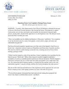 FOR IMMEDIATE RELEASE Contact: Rep. Steve DoyleFebruary 21, 2018