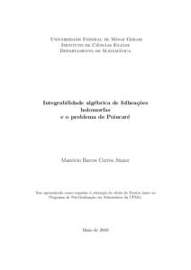 Universidade Federal de Minas Gerais ˆncias Exatas Instituto de Cie ´ tica Departamento de Matema