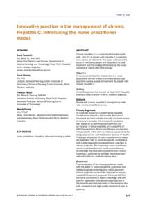 POINT OF VIEW  Innovative practice in the management of chronic Hepatitis C: introducing the nurse practitioner model AUTHORS