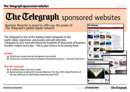 The Telegraph sponsored websites  prospectus | 2 sponsored websites Business Reporter is proud to offer you the power of