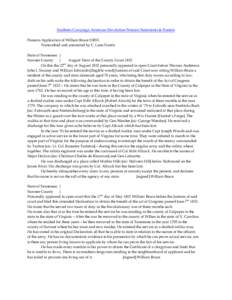 Southern Campaign American Revolution Pension Statements & Rosters Pension Application of William Bruce S3053 Transcribed and annotated by C. Leon Harris State of Tennessee } Sumner County }