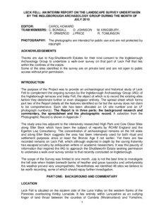 LECK FELL: AN INTERIM REPORT ON THE LANDSCAPE SURVEY UNDERTAKEN BY THE INGLEBOROUGH ARCHAEOLOGY GROUP DURING THE MONTH OF JULY 2010