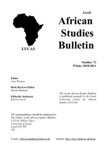 Leeds  African Studies Bulletin Number 72