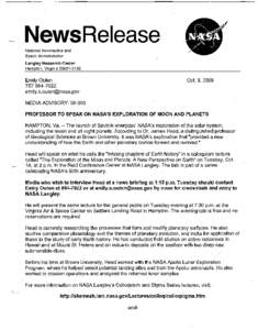 NewsRelease National Aeronautics and Space Administration Langley Research Center Hampton, Virginia[removed].