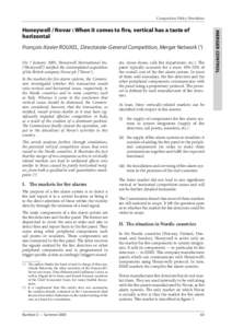 Competition Policy Newsletter  François-Xavier ROUXEL, Directorate-General Competition, Merger Network (1) On 7 January 2005, Honeywell International Inc. (‘Honeywell’) notified the contemplated acquisition of the B