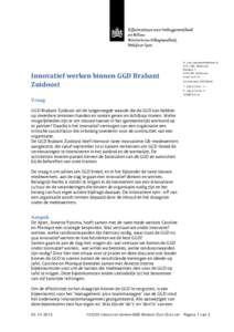 Innovatief werken binnen GGD Brabant Zuidoost A. van LeeuwenhoeklaanMA Bilthoven Postbus 1