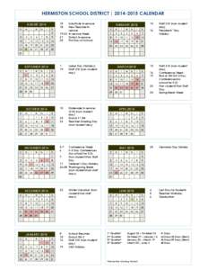 HERMISTON SCHOOL DISTRICT | [removed]CALENDAR AUGUST 2014 S M